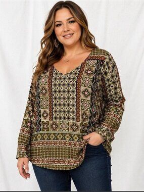 Cb Establish 1962 Womens tunic Top Sz 1X (18) Boho office